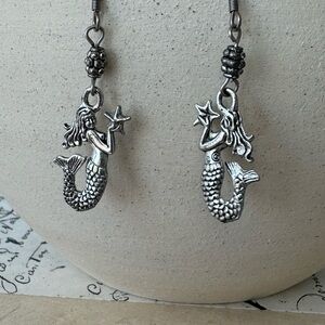 Dangle Mermaid Silver Earrings